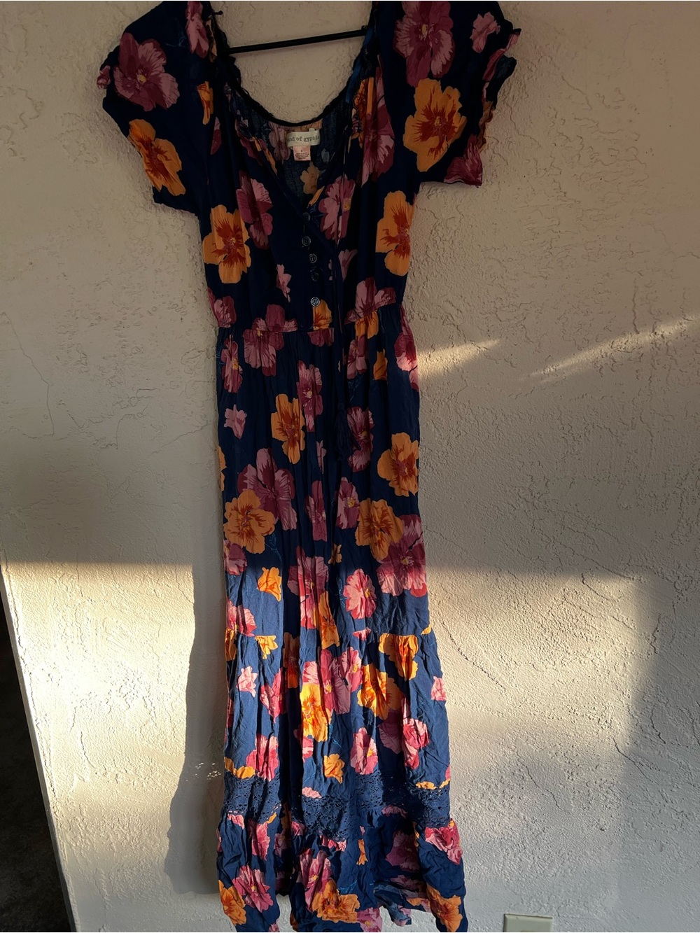 Navy Floral Maxi Dress with Yellow & Pink Blooms band of gypsies